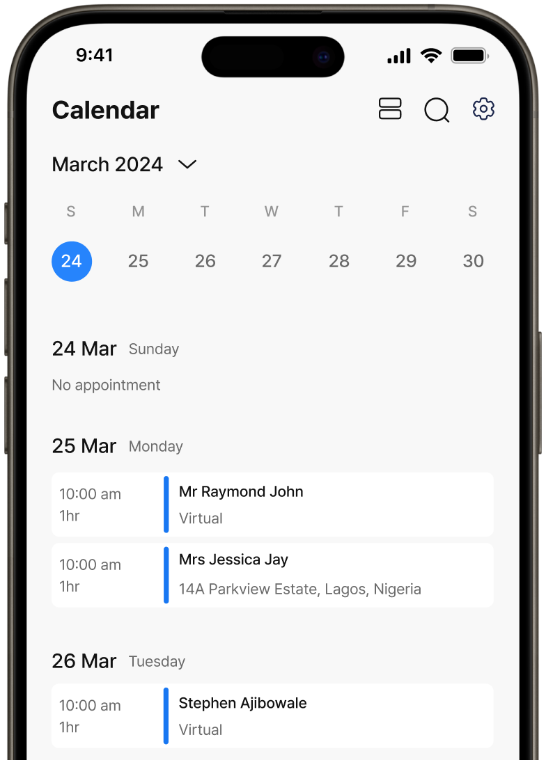 Healthcare providers mobile view